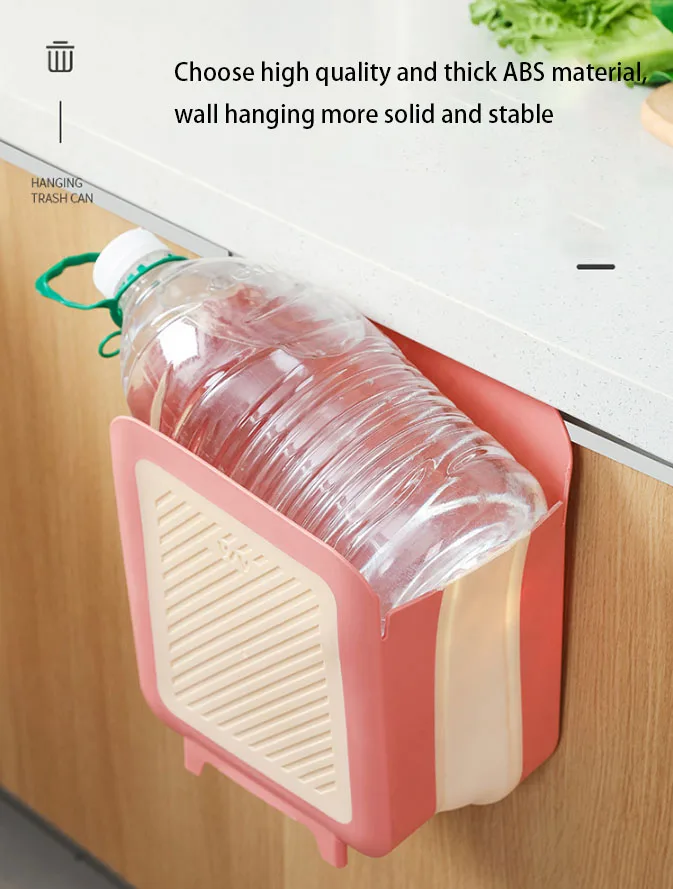 Wallmounted Kitchen Plastic Hanging Folding Trash Can Bin Kitchen