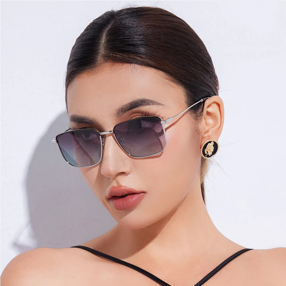 

2023 New polarized sunglasses ladies Square anti UV400 metal glasses fashion trendy sunglasses