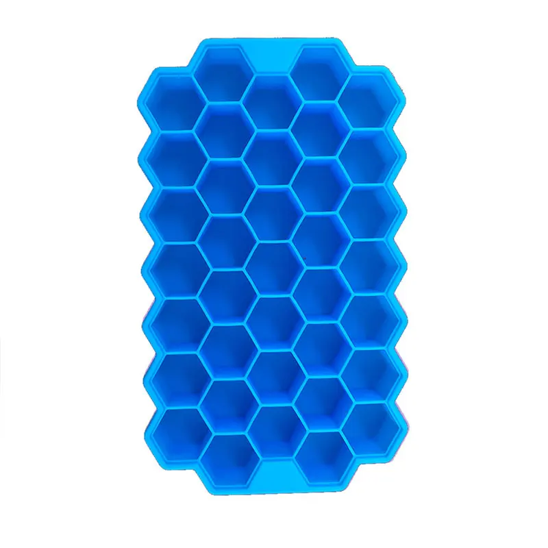 

Hot Selling 37 Cavities Ice Tray Honeycomb Shape Silicone Ice Cube Tray Mold with Covers