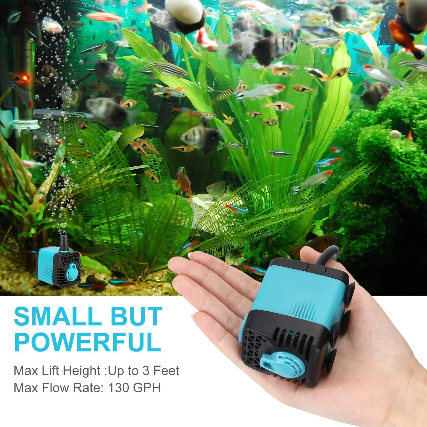 Aquarium Submersible Pump With Led Light For Fountain Fish Tank And