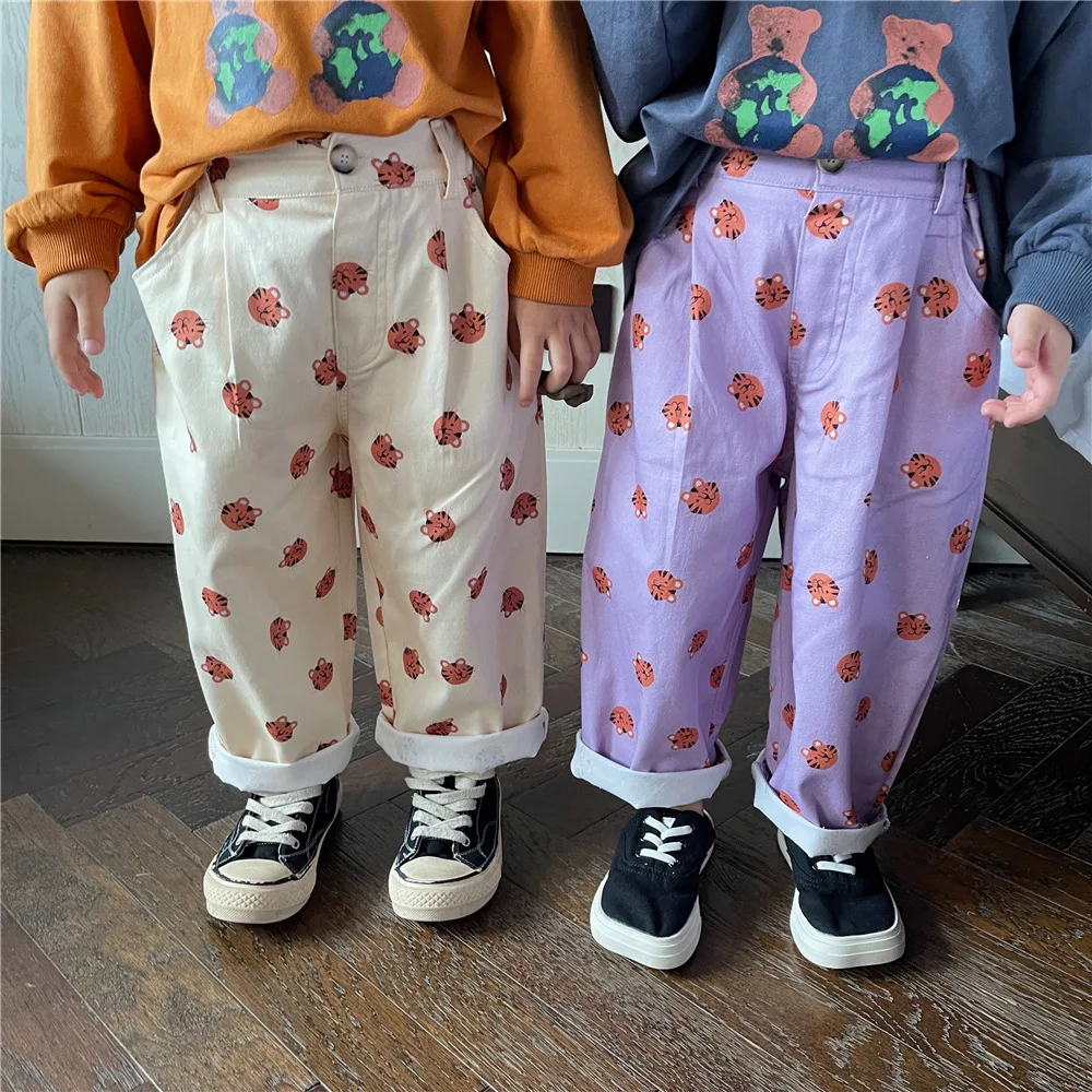 

2022 autumn new arrival infant kids pant child baby girls purple beige casual trousers clothing Pc2403032