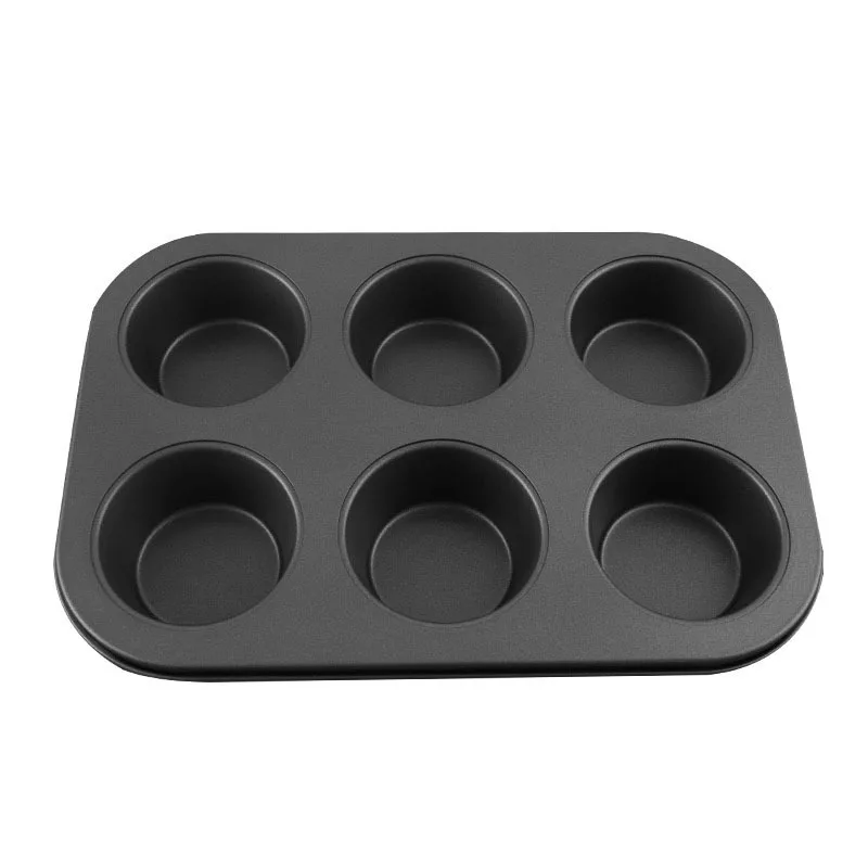 

Hot set Non-stick mini carbon steel 6 cups round muffin cake baking tray pan for oven baking Muffin pan cake mold, Gold