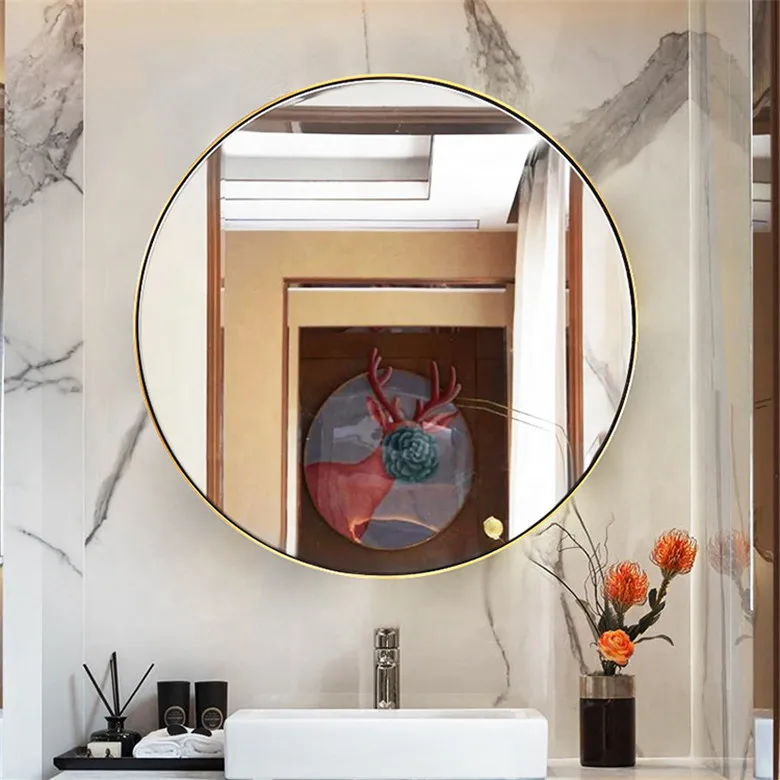 

MOK Decorative Wall Mounted Stainless Steel framed Bathroom Mirror, Gold/customized