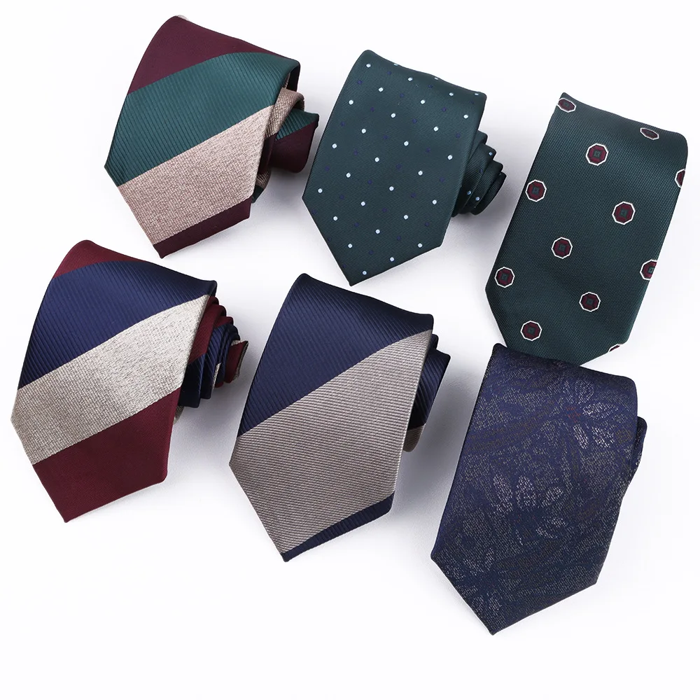 Shengzhou Men's Fashion 8cm Polyester Jacquard Tie Wholesale Spot Striped Plaid Design