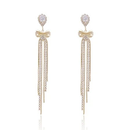 

Bowknot tassel earrings 2021 new trendy Korean earrings female long earrings
