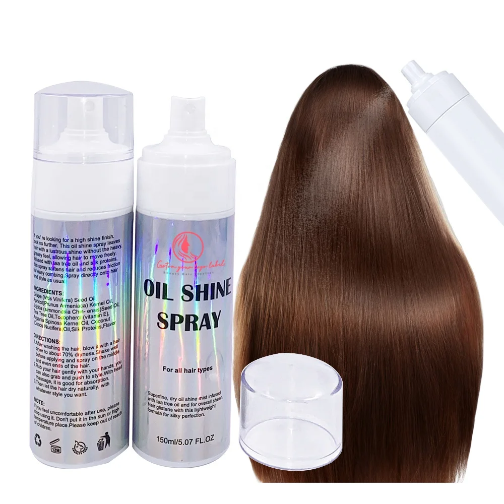 

OEM Private Label Custom Long Lasting Frizz Control Smooth Tresses Glossy Silky Texture Protectant Hair Oil Shine Spray