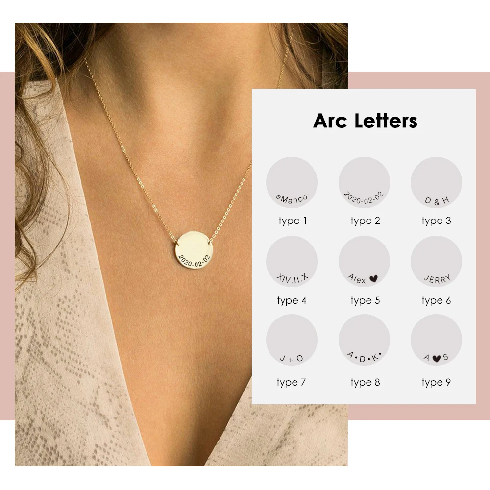 

Metal chain coin letter initial necklace custom picture pendant necklace silver choker necklace, 14k gold / silver / rose gold