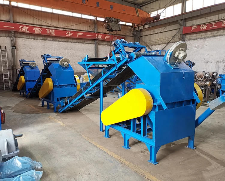 automatic whole production line for waste tire rubber recycling, shredding and granulation machinery and equipment