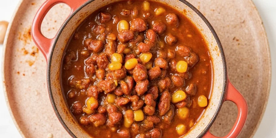 Steamy bowl of freshly made Tex-Mex chili