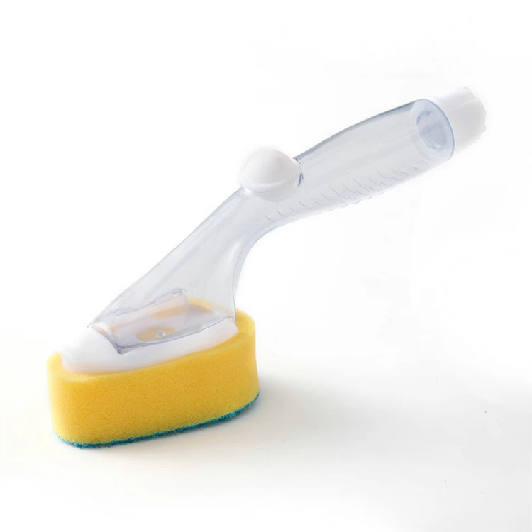 

Wholesale Household Kitchen Decontamination Washing Pot Magic Sponge Cleaning Sponge Brush With Handle, As shown