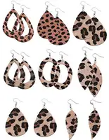 

V&R 8 a set Fashion Jewelry Teardrop for Women Girls Leaf- Handmade Lightweight Drop Dangle Leather Earrings
