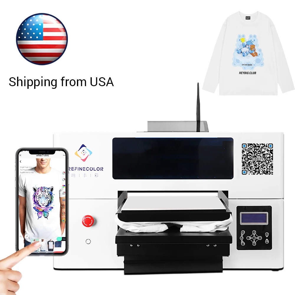 

Refinecolor Mobile APP DTG Printer A3 Wifi Direct To Garment T shirt Printing Machine Shipping From USA