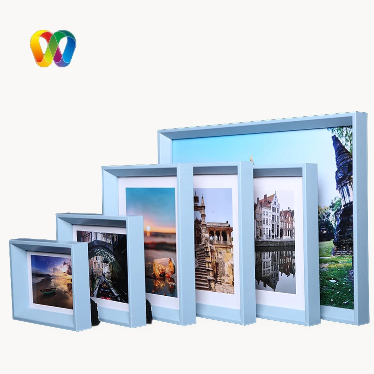 

DOUBLE 100 Elegant Blue Picture Photo Frame Shadow Box Frames