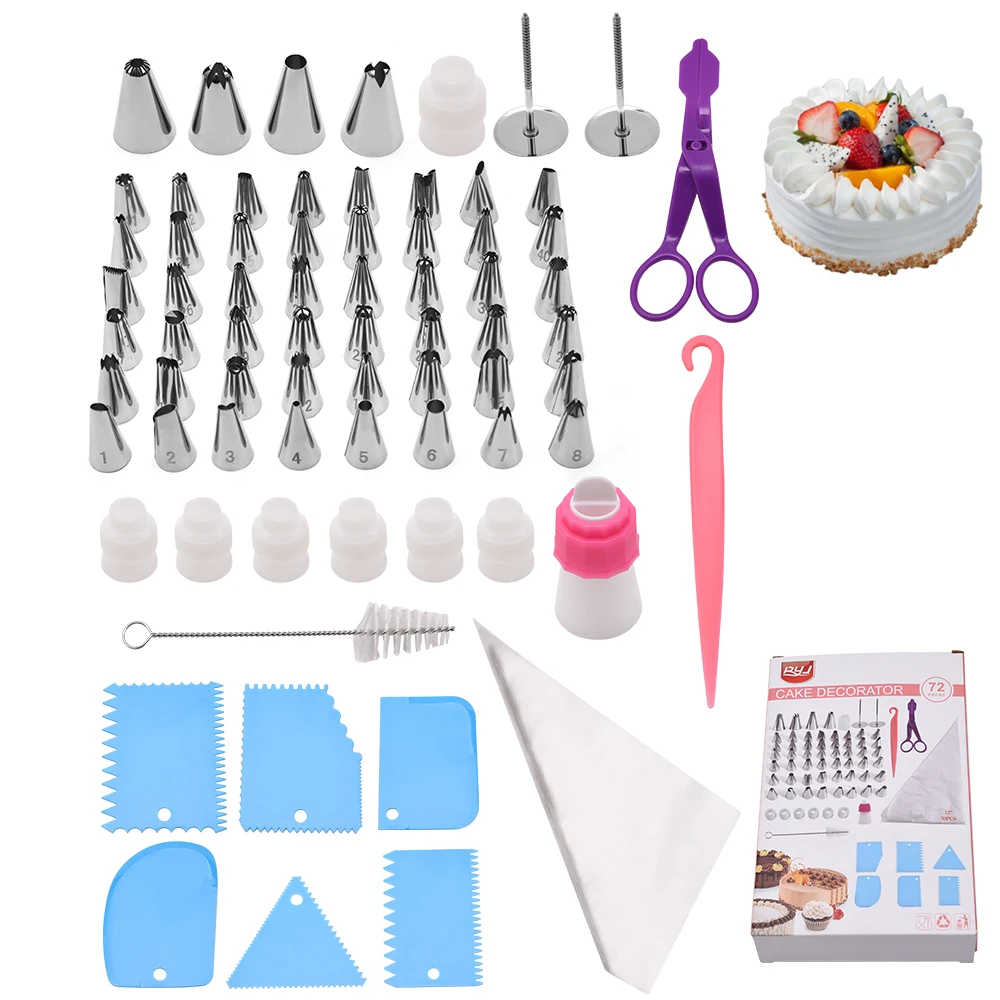 

Factory sale cake tools 72 PCS stainless steel cake decorating supplies kit