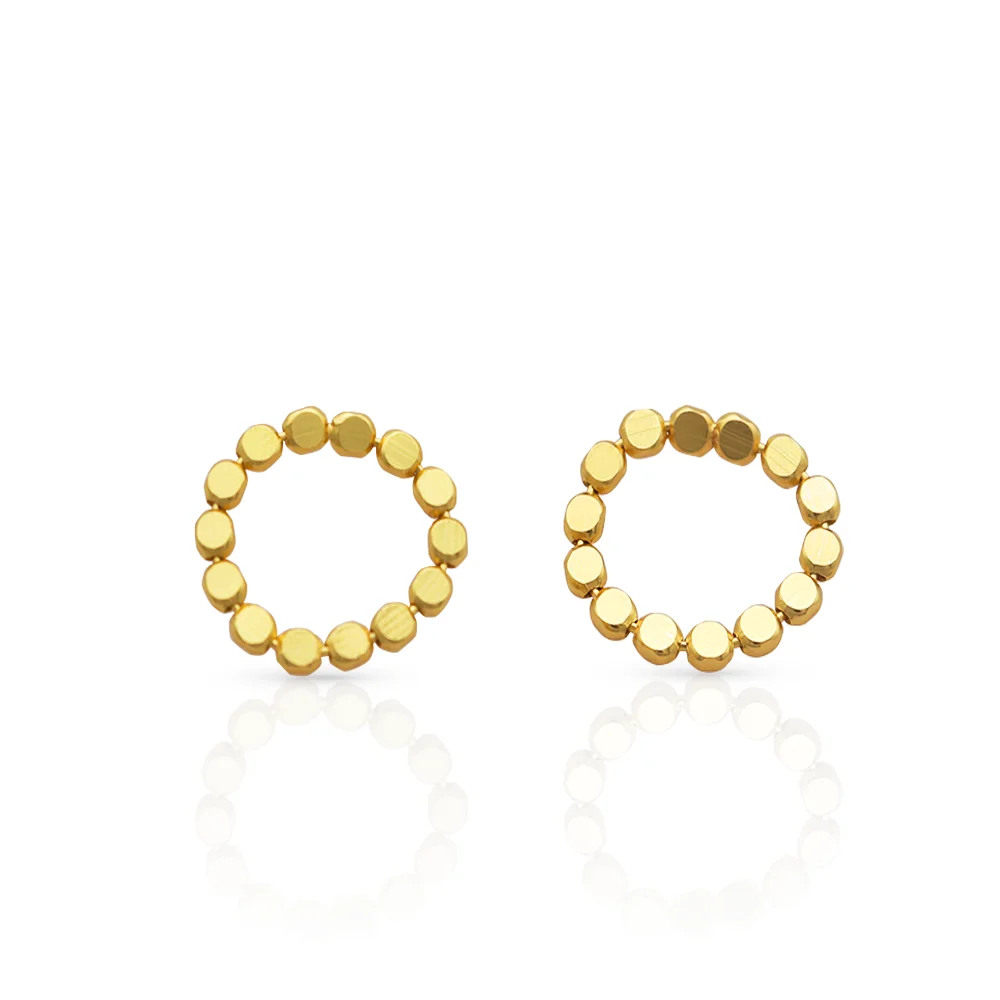 

Chris April 2020 simple 925 sterling silver 18k gold plated minimalist geometric Round flat bead stud earrings for women, Yellow gold