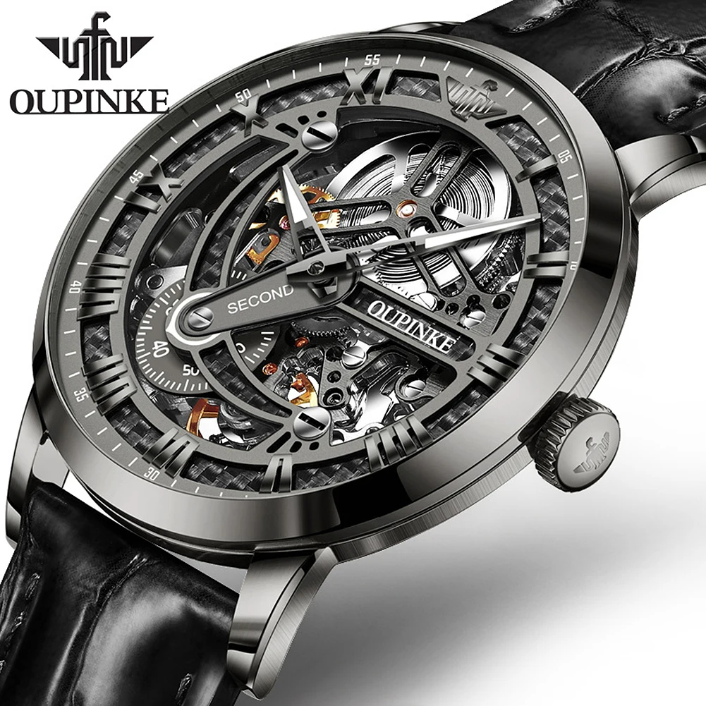 

Oupinke 3173 New arrival Classic automatic luxury brand Tourbillon Movement Fashion Leather men watch Mechanical Watch