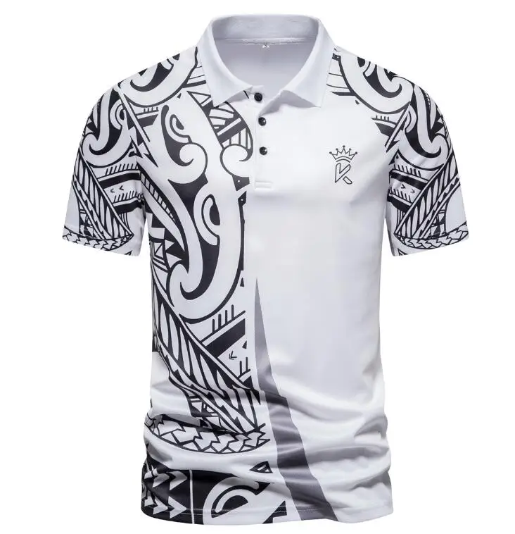 Summer New Men's Short Sleeved Polo Shirt With Printed Lapel Collar Short Sleeved T-shirts