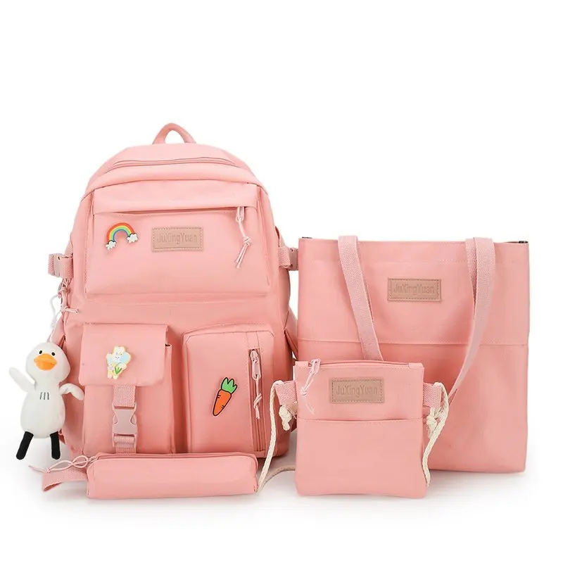 

2021 New design high quality 4 pieces in 1 set school bag backpack set for girls