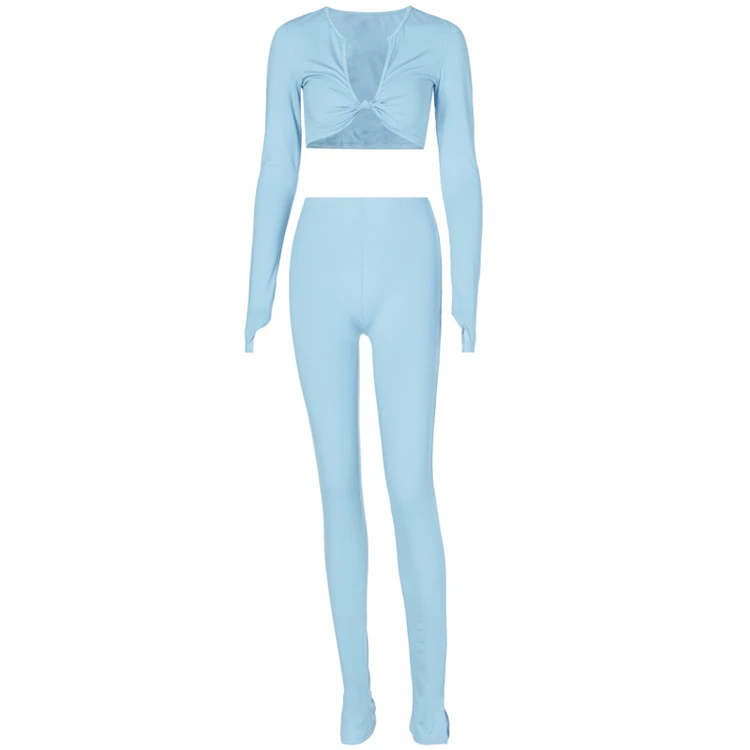 

DUODUOCOLOR New for summer 2021 yoga pants for women long sleeve bodycon two piece sets stylish sports suit D97549