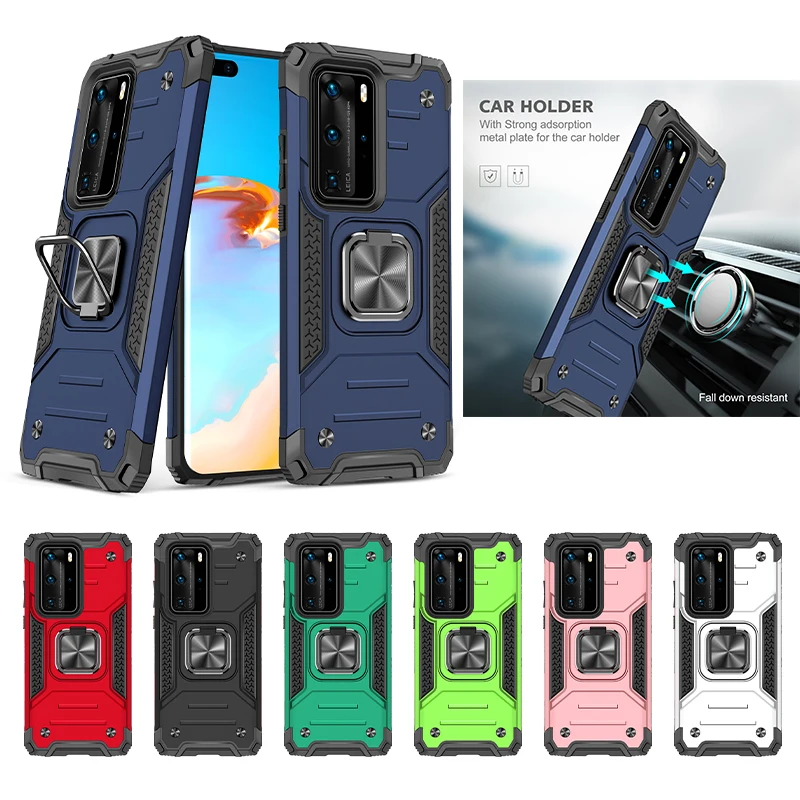 

Saiboro Ring Holder Car Magnet Shockproof Phone Case For huawei p40 pro, 7 colors