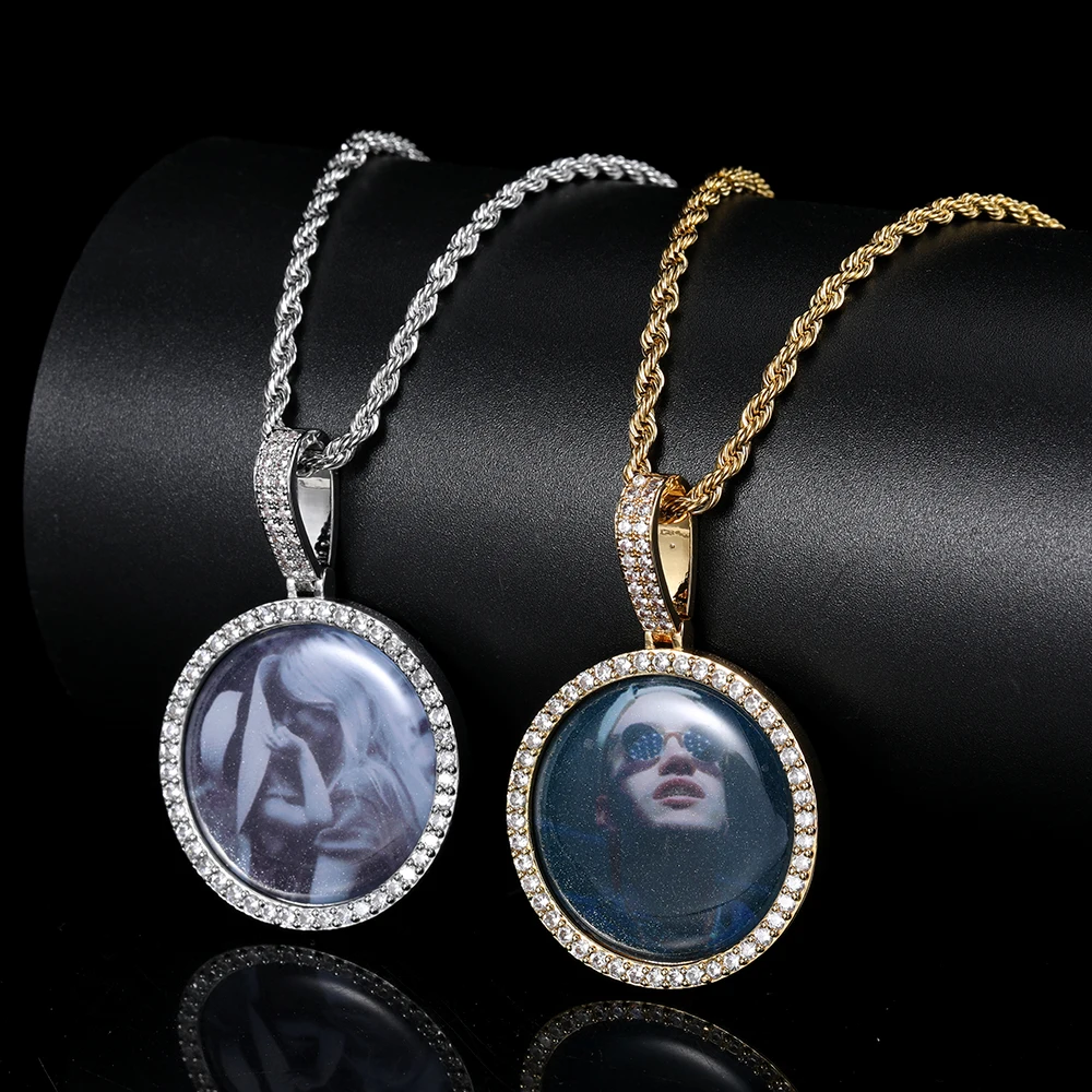 

Personalized Customized Hip Hop Photo Pendant Jewelry Cz Diy Sublimation Pendant, Gold/silver color