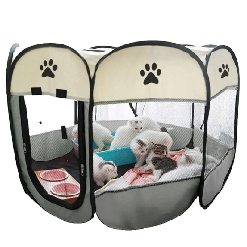 

Portable Folding Pet Carrier Tent Playpen Breathable Easy Operation Octagon Fence Outdoor Removable Pet Cages,Puppy Kennel Bed