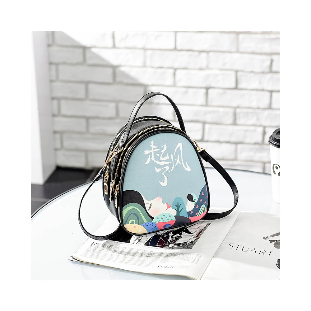 

LZYMSZ 2019 New Arrivals Korean Fashion Lady PU Leather Printing Shoulder Mini Handbag