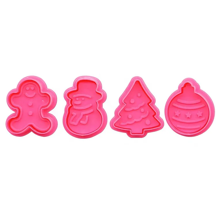 

4Pcs Plastic Christmas Plunger Cutter Set Fondant Cookie Cutter Press Molds