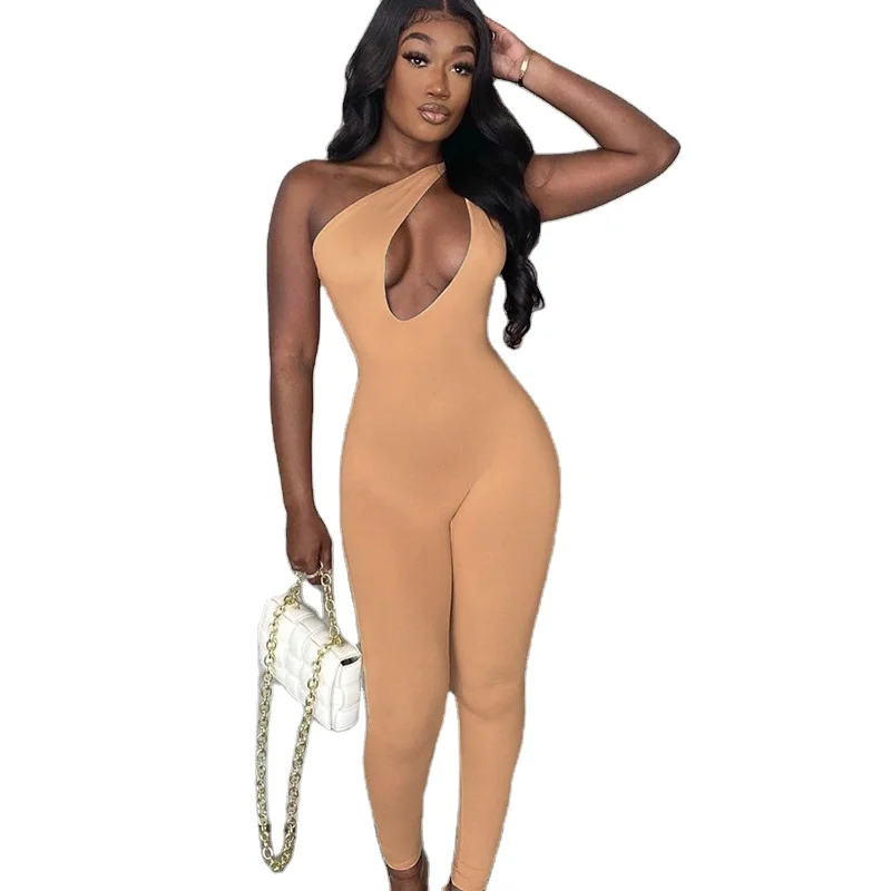 

Summer Stretch Hollow Asymmetrical Sleeveless Tights Women's Jumpsuit in a Solid Color Clothing Latest Casual Jumpsuits Printed, Customized color