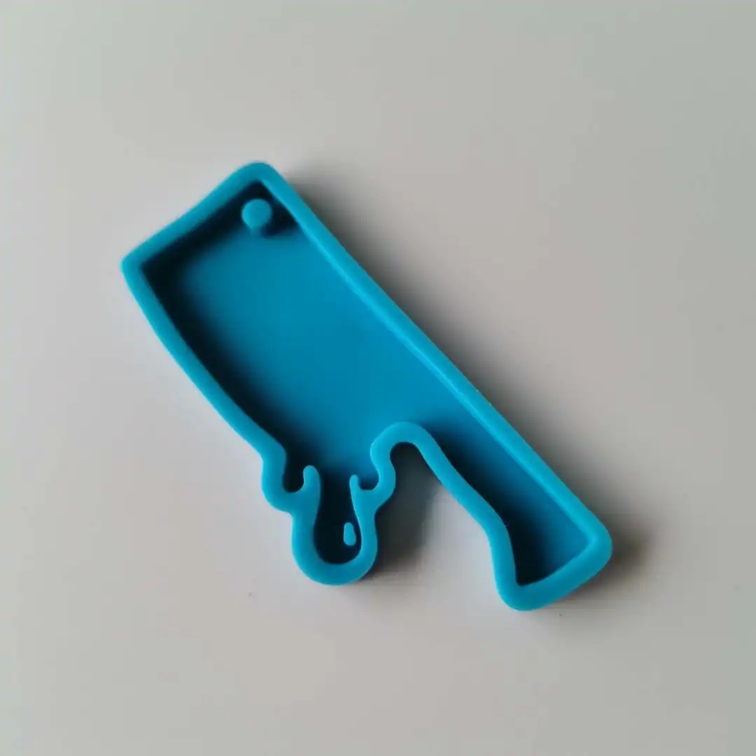 Halloween Bloody Meat Cleaver Knife Silicone Shiny Mold For Keychain