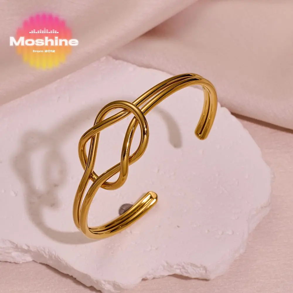 Wholesale Men's Stainless Steel Knotted Bracelet Bow 14K Gold Plated Titanium Diamond Bezel Setting Trendy Style Wedding Gift
