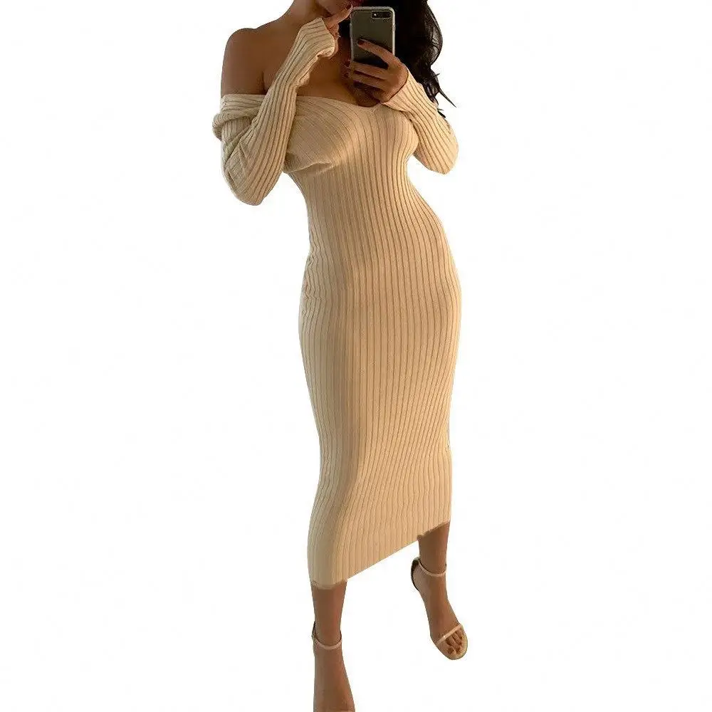 

2020 wholesale sweater knit dress v neck bodycon women sweater dress sexy sweater dress, Customized colors accept