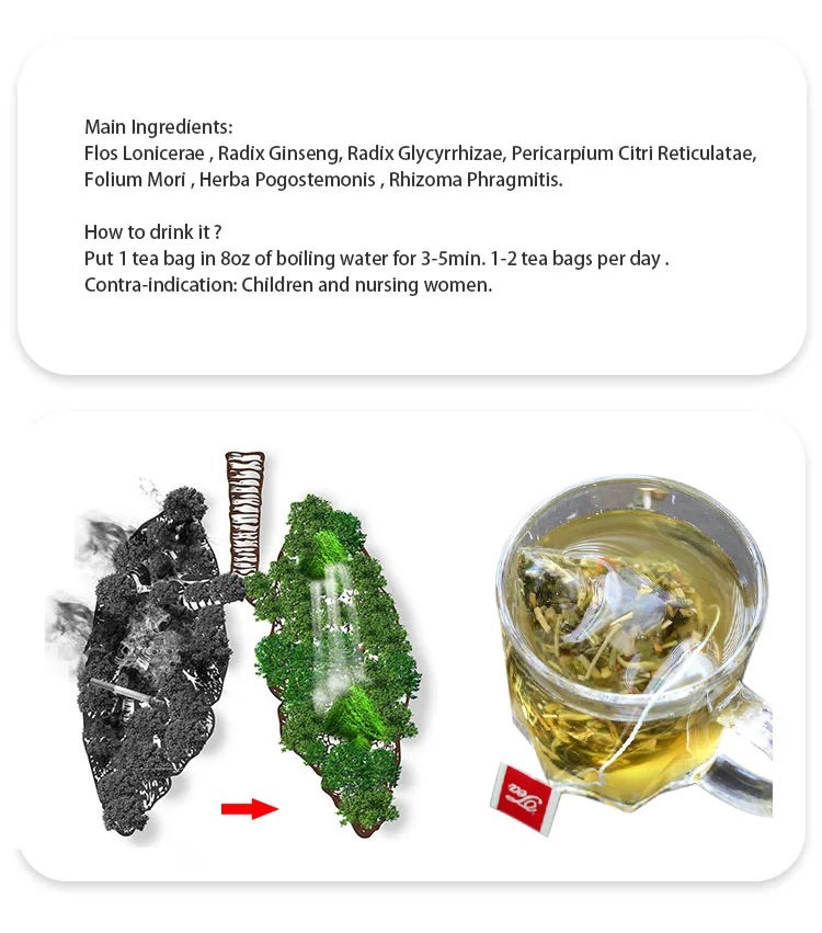 Chinese Traditional Lung Detox Tea Natural Health Herbal Tea For Lung