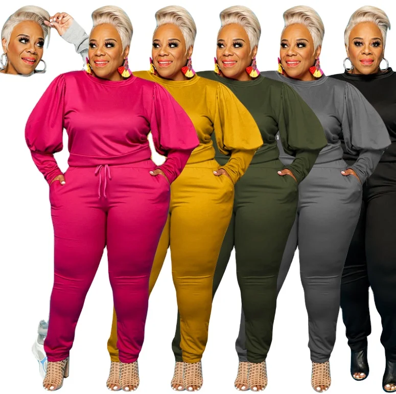 

Amazon Wish Hot Sale Vendor Two pieces Plus Size Clothing Sexy Outfit 5XL Women tracksuit, 5 colors