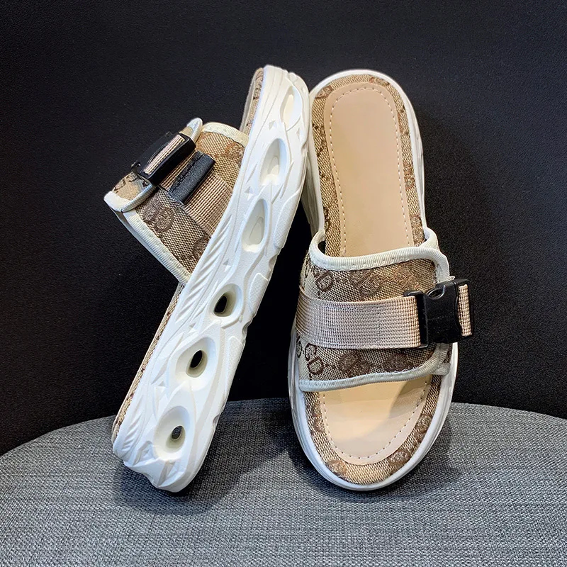 

High Bottom Women's Slippers Outdoor Shoes Ladies New Designer Famous Branded Women's Sandals Slippers, 2 colors option