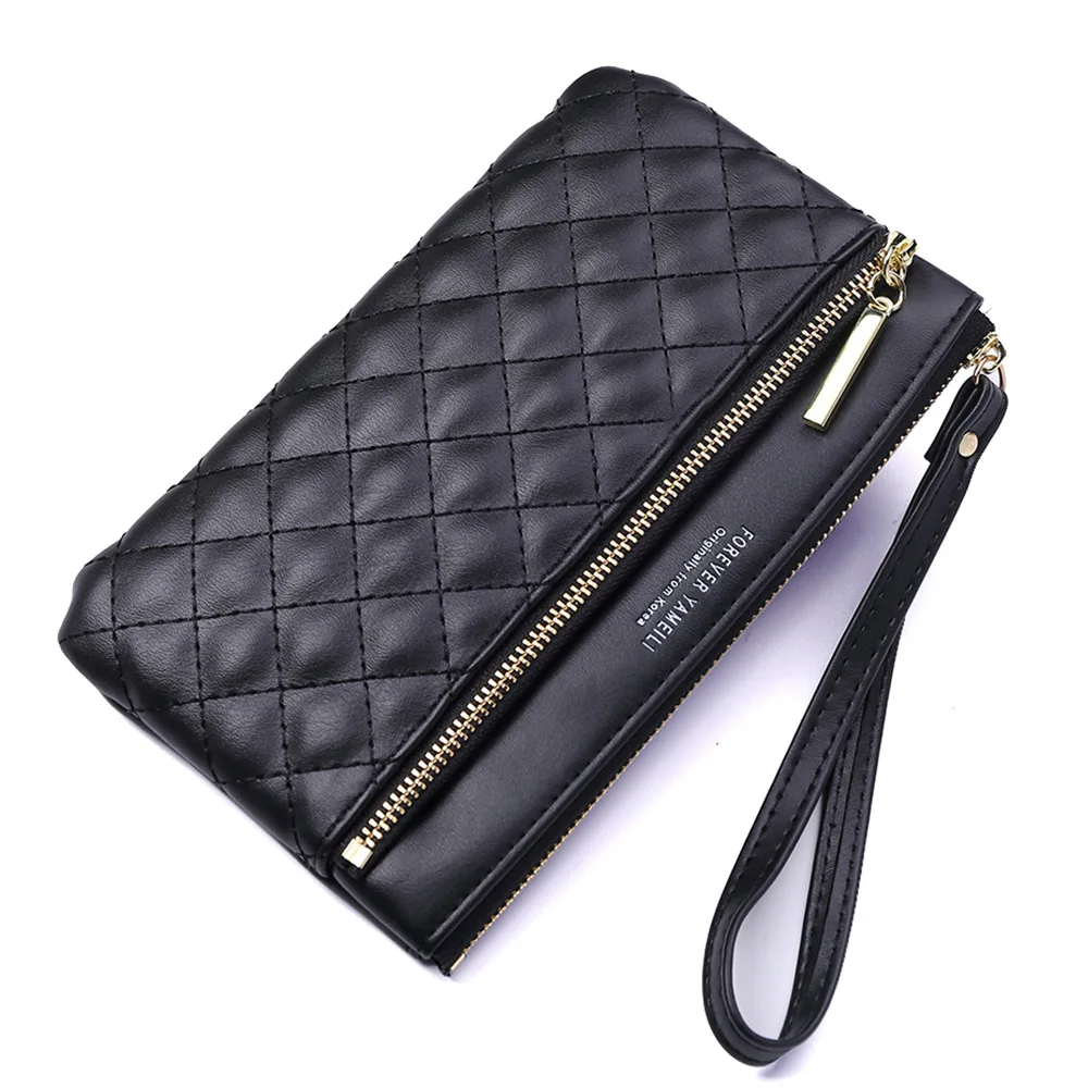 

Fashion Big Black Long party bags women clutch ladies wallets and purses women cell phone wallet with Strap, 3 colors