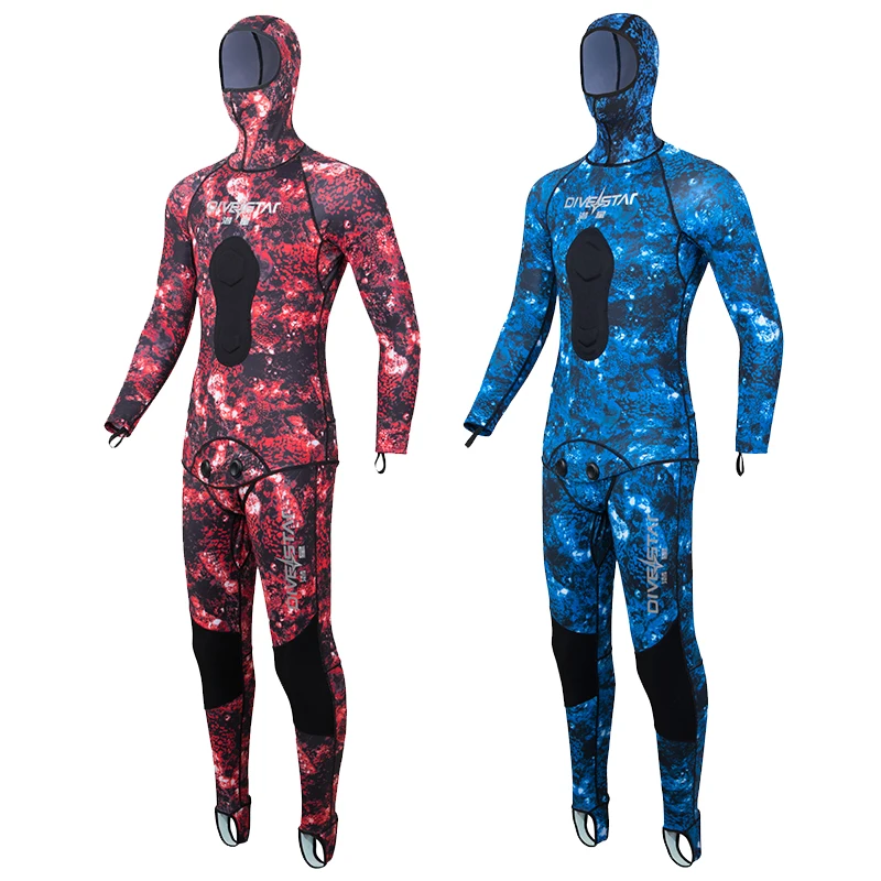 

DIVESTAR Nice Quality Super Stretch Neoprene Men's 0.5mm Blue Camo Spearfishing Suit, Camo design