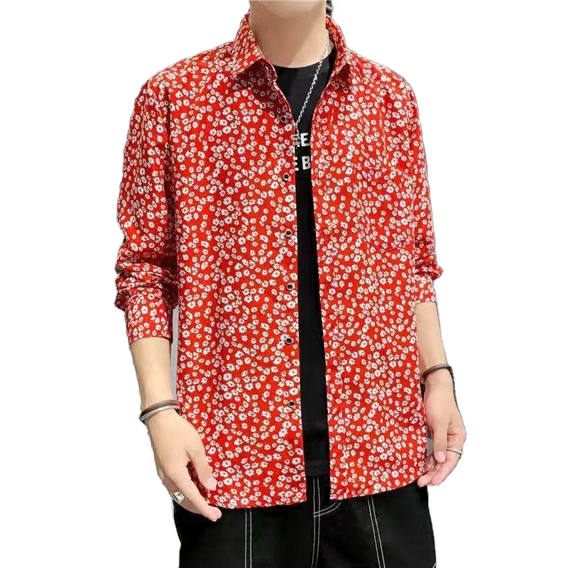

high quality good shirts for men long sleeves plus size Floral dot men's shirts