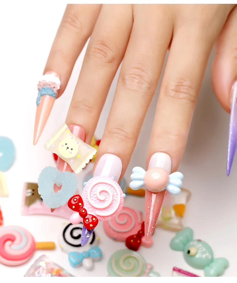 

3D Nail Charms Kawaii Candy Rhinestone Mixed Designs 30 Pcs*1 Bag Acrylic Nail Art Rhinestones NR018