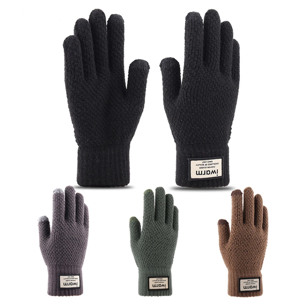 

Touch Screen Knitted Winter Autumn thicken Warm Wool Cashmere Solid Men Mitten handschoenen