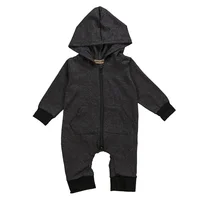 

Infant long sleeved jumpsuit hooded and crawling baby onesie black bodysuit boy baby rompers wear coats newborn winter clothes