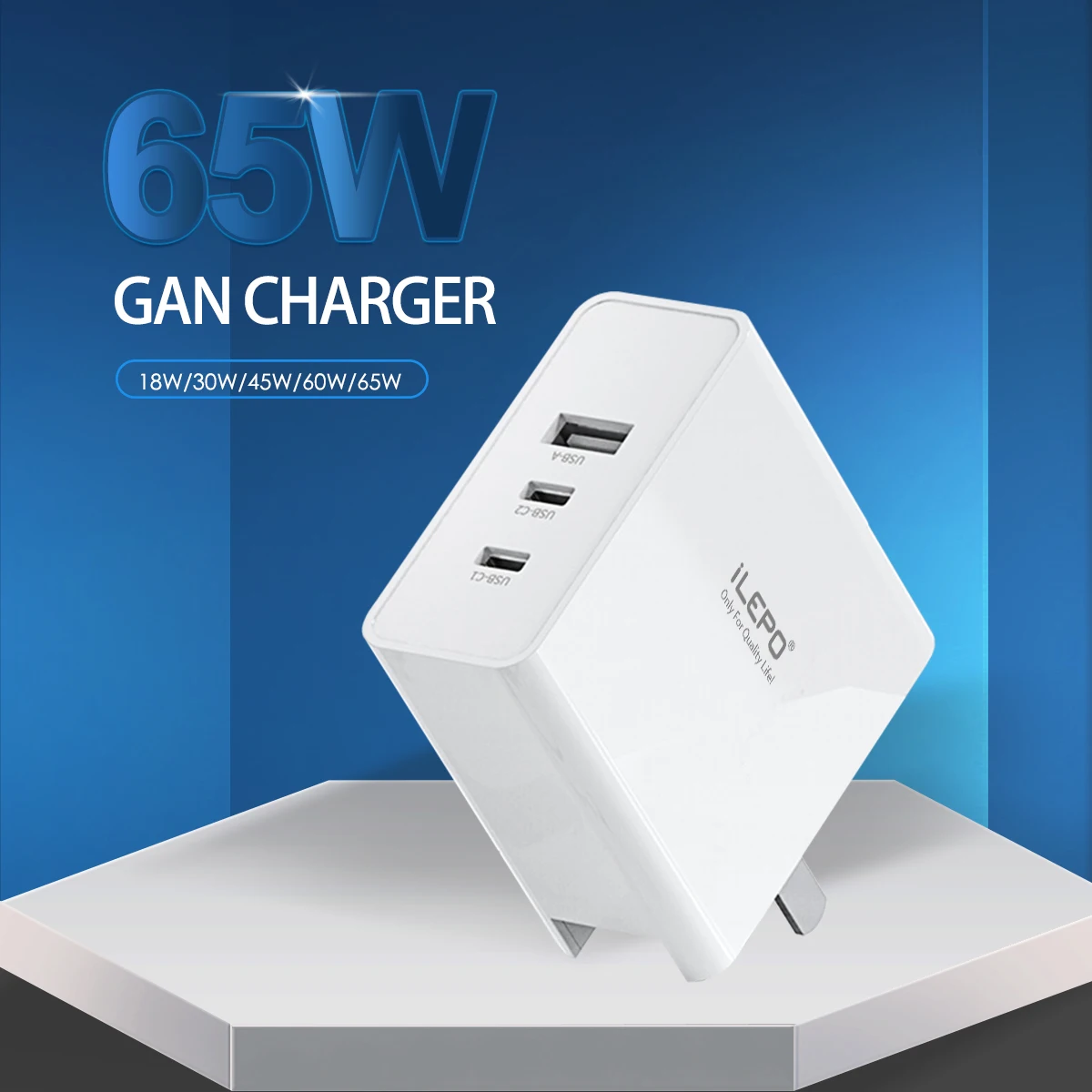 

65W GaN USB-C Wall Charger,3-Port PD65W for Laptops MacBook iPad iPhone 12 Samsung HUAWEI XIAOMI charging station