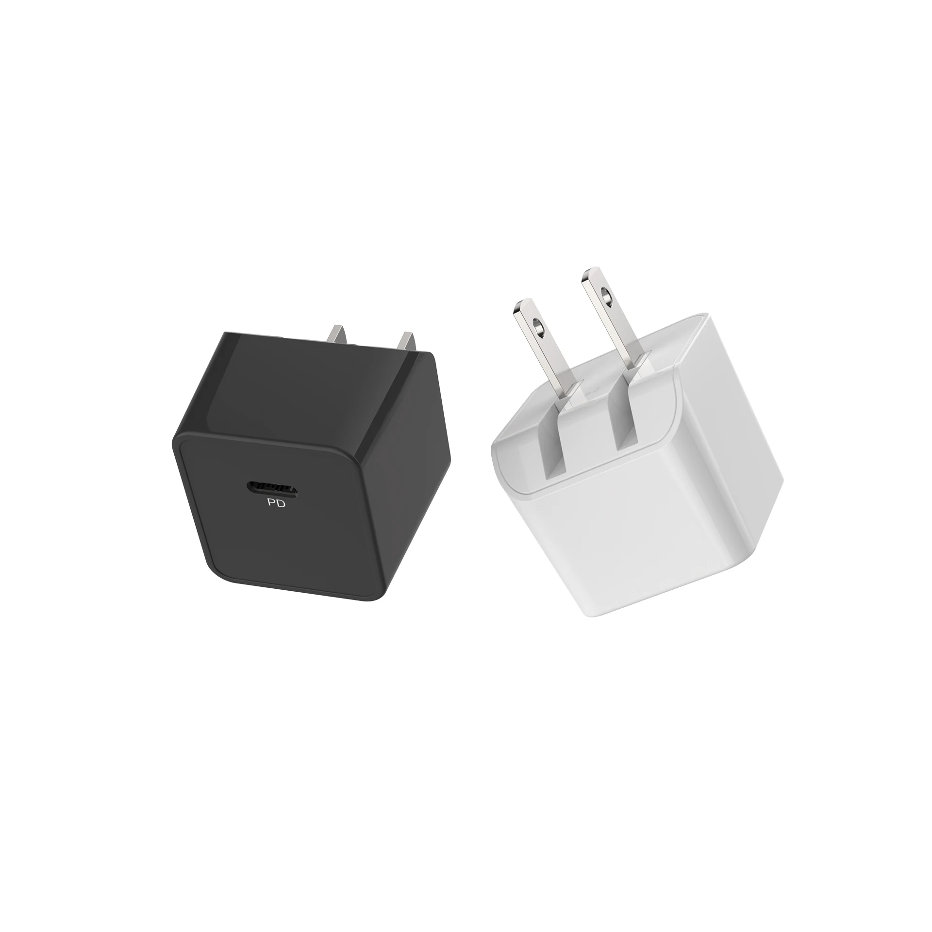 

Type C PD 18W travel charger with folding US Plug 2020 New product mobile phone type c pd wall charger, White black