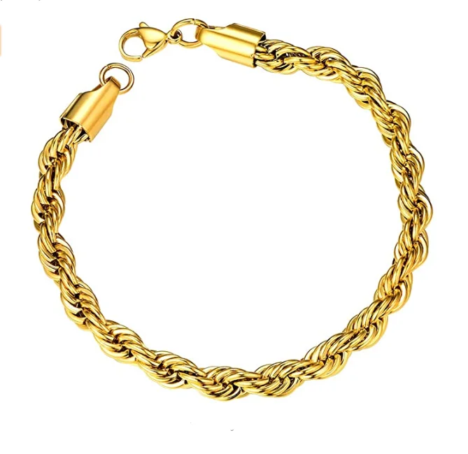 

Latest Design Gold Plated Twist Rope Chain Bracelet for Men Women Boy Fashion Jewelry Bracelet, Gold, rose gold, steel, black etc.
