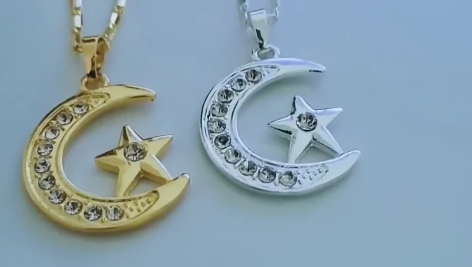 Moon Star Pendant Necklace for Lady Girl Silver/gold