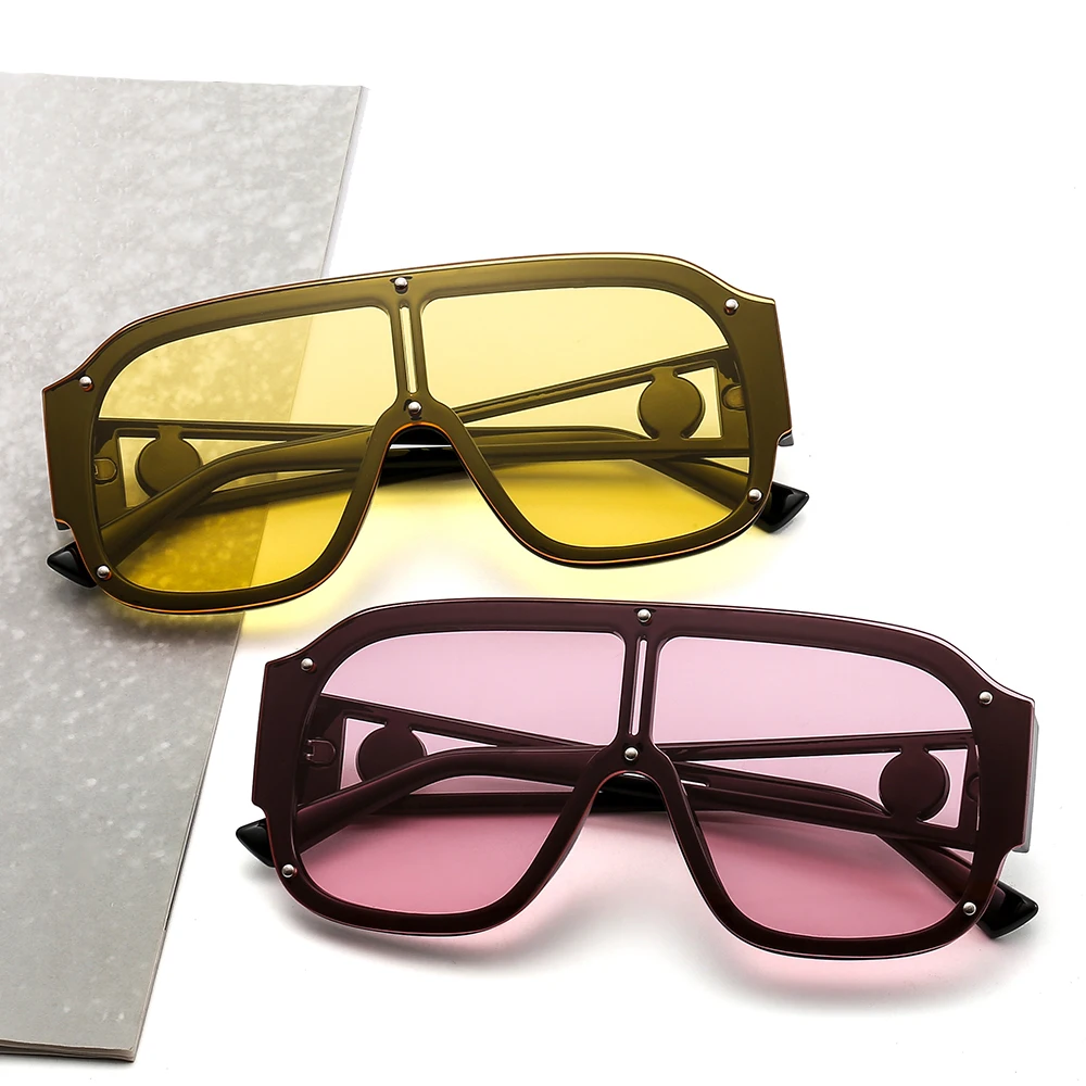 

OOT6931Oversized Lion Decoration Men One Lens Shade Glasses Sunglasses