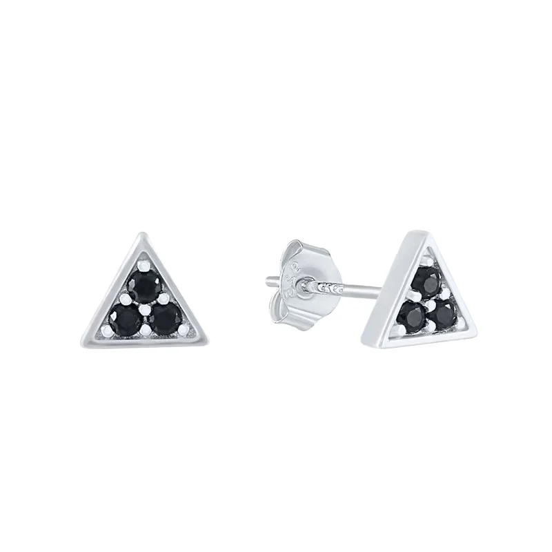 

Qings Manufacturing Price 925 Sterling Silver Black Diamond Wholesale Diamond Stud Earrings, Sliver
