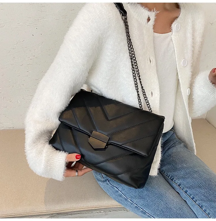 

Fashion Simply PU Leather Crossbody Bag For Women Solid Color Shoulder Messenger Bag Lady Chain Travel Small Handbag 2021, 9 colors