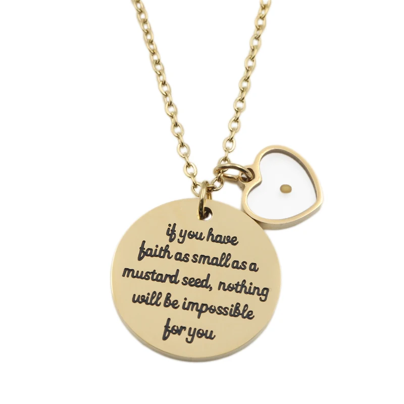 

Matthew 17:20 faith as small as a mustard seed necklace stainless steel bible Verses jewelry christian gift, Silver, gold, rose gold
