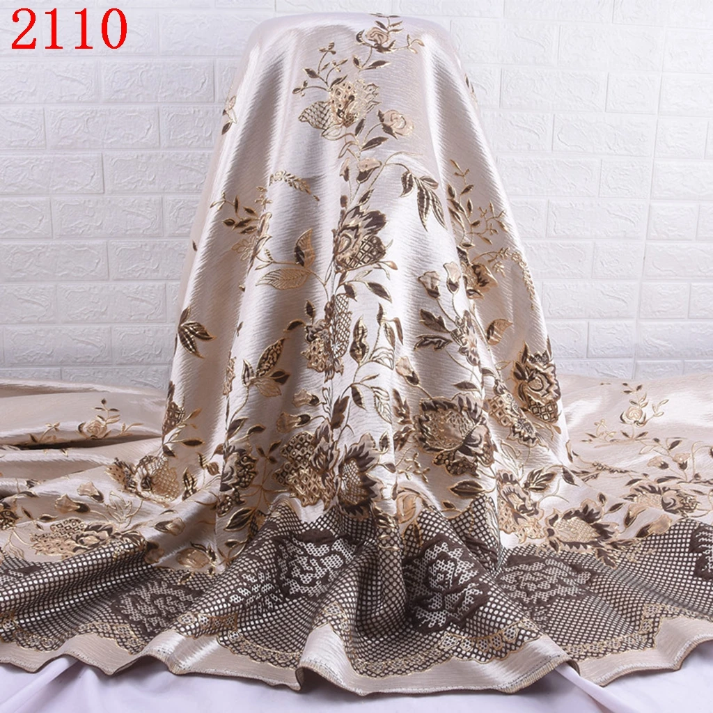 

Free Shipping African French Lace Fabric With Sequins Embroidery Gold Wax For Wedding Dress 2110